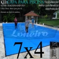 Capa para Piscina Super 7,0 x 4,0m PP/PE Azul/Cinza Cobertura Proteção +56m+56p+3b